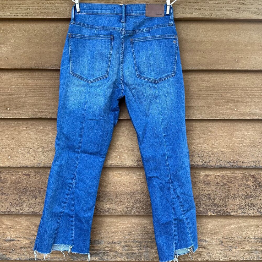 Madewell Cali Denim Boot Womens Cropped Jeans Size 28 With Raw Hem Blue Stretch - Picture 4 of 14